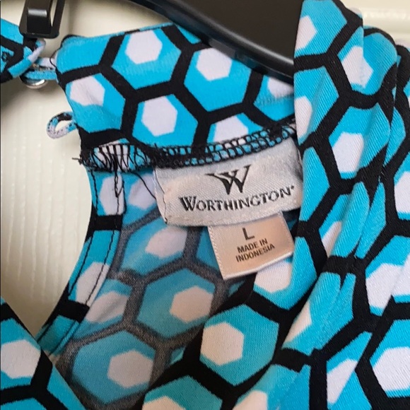 WORTHINGTON BLACK/ BABY BLUE/ WHITE OCTAGON TOP - Picture 2 of 4